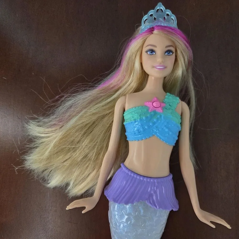 Barbie Dreamtopia Rainbow Lights Mermaid Doll Blonde Light-up Tail Star Tiara
